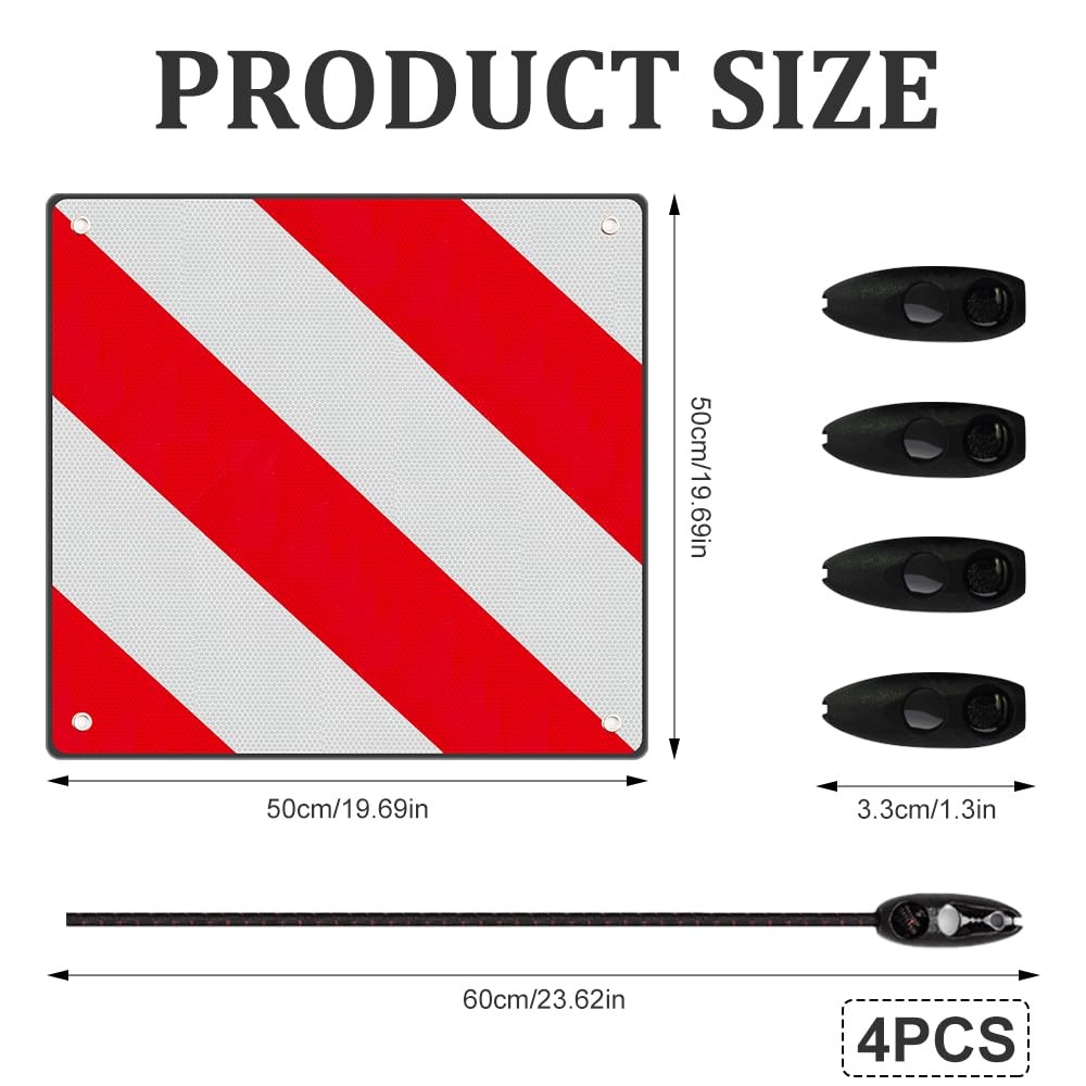 Panneau Avertissement Porte-Vélos 50x50cm, 2 en 1 Panneau davertissement Aluminium Italie Espagne avec 4 Cordes Tension, pour Porte-vélos, Remorque Arrière, Voiture, Camping-car