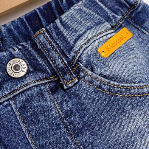 KIDSCOOL SPACE Girls Elastic Waist Slim Jeans,Ripped Fashion Simple Denim Pants4