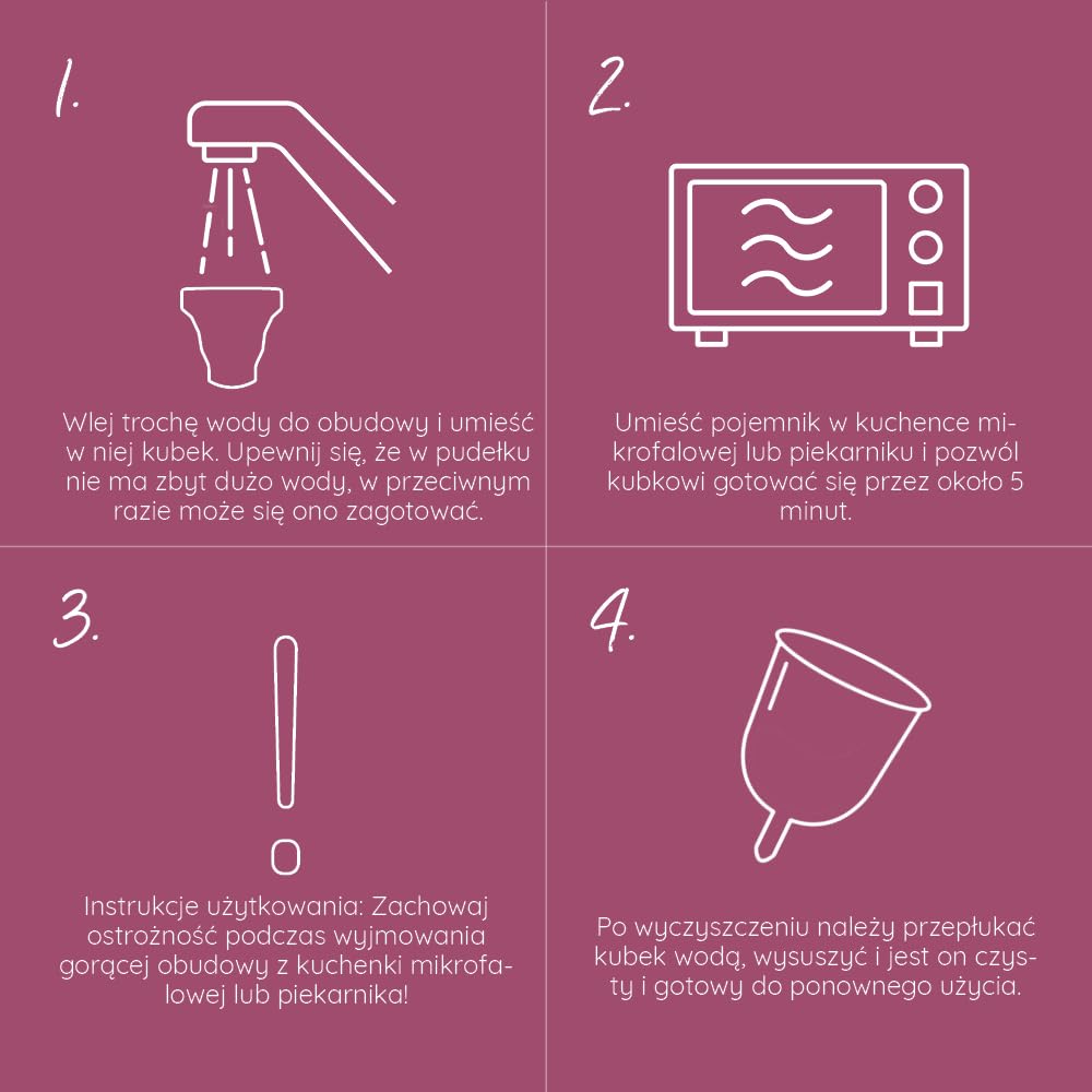 MYLILY® Kubeczki menstruacyjne do czyszczenia i przechowywania | sterylizator do wszystkich rodzajów kubeczków menstruacyjnych | składane etui do mikrofalówki | 100% silikon medyczny