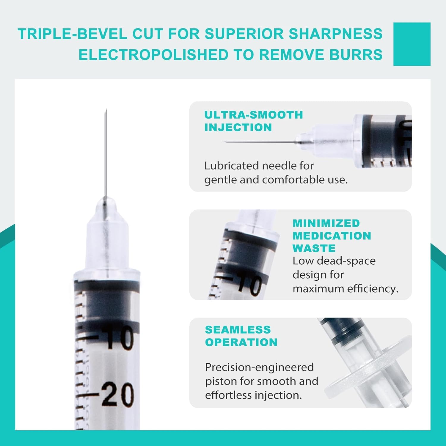 1ml/cc Disposable Syringe with 30G 5/16" (8mm) Needle, Lab Supplies,Individual Wrapped, Pack of 100 (30G 5/16"(8mm)) — Amazon image 6