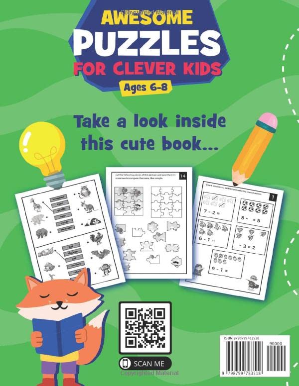 Awesome Puzzles For Clever Kids Ages 6-8: A Fun Logic Activity Book For Smart Kids and Preschoolers Perfect Gift For Ages 6,7,8 image 3