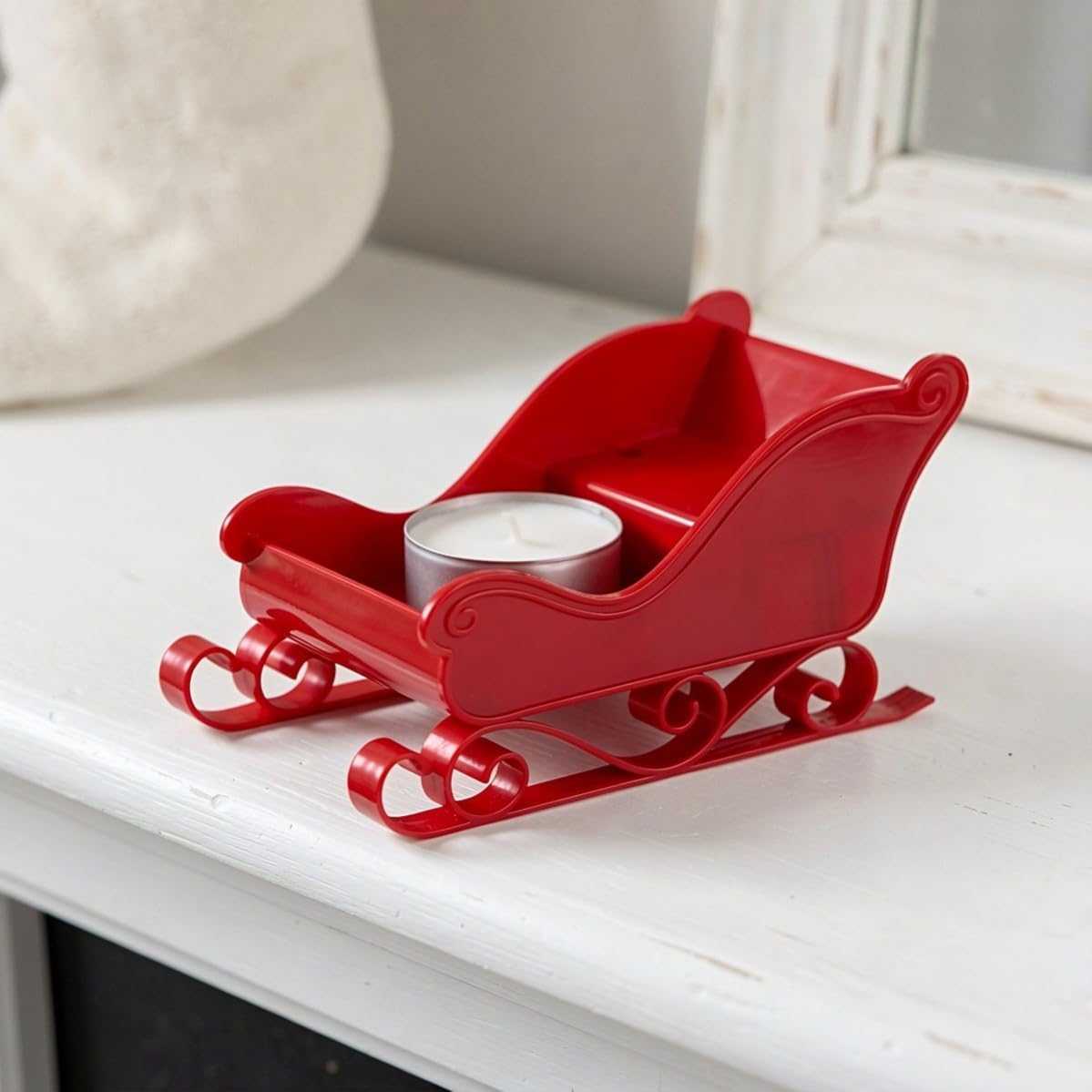 2pcs Mini Plastic Santa Sleigh Ornament Xmas Holiday Table Decoration