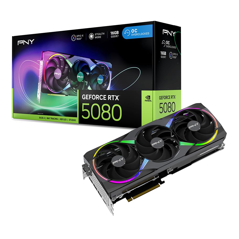 PNY GeForce RTX™ 5080 16GB ARGB OC Triple Fan Graphics Card DLSS 4
