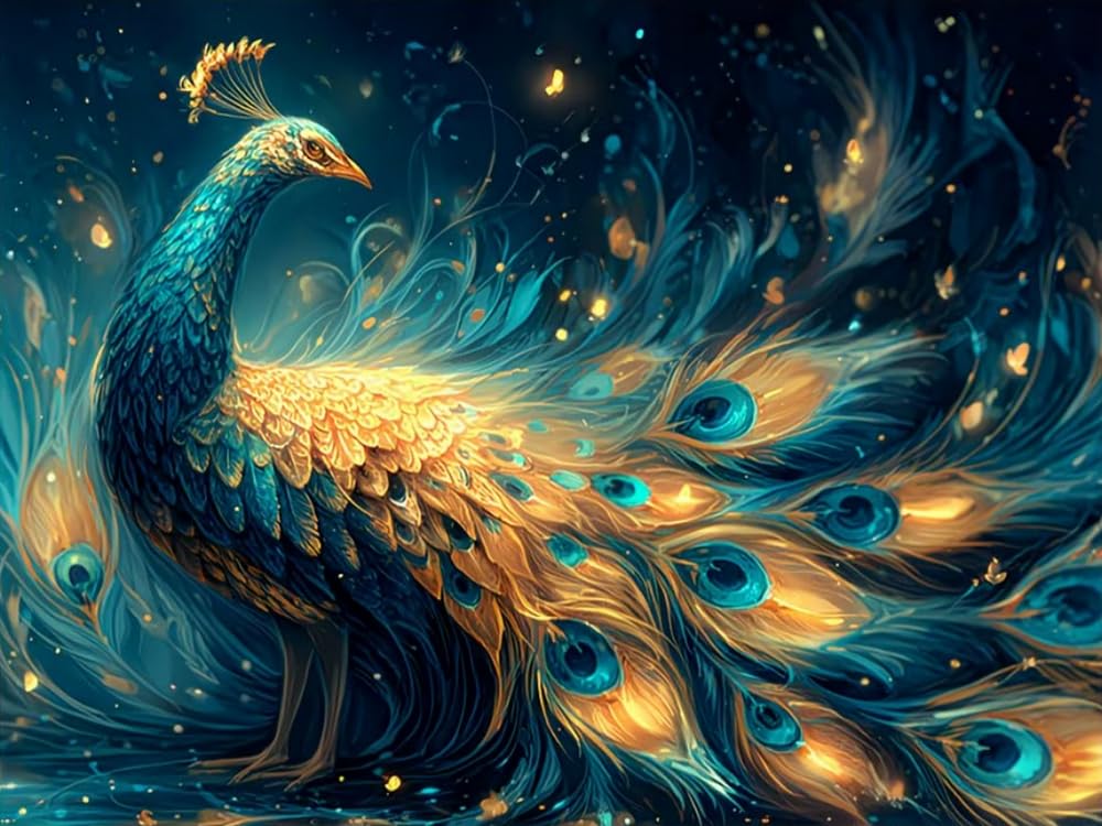 Weiniuniu Cross Stitch Kits for Adults Colourful Peacock 11CT Pre Printed Stamped Beginners Cross-Stitch Kit DIY Embroidery Kit Home Decor-50X70 cm