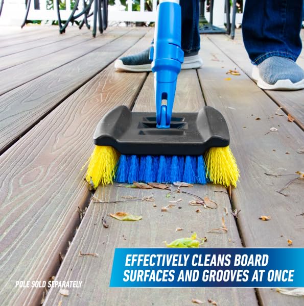 Unger Professional Lock-On Wood & Composite Deck Brush, Scrub for Outdoor Decks with Durable Dual-Bristle, Swivel Deck Cleaning Brush for Home & Business image 3