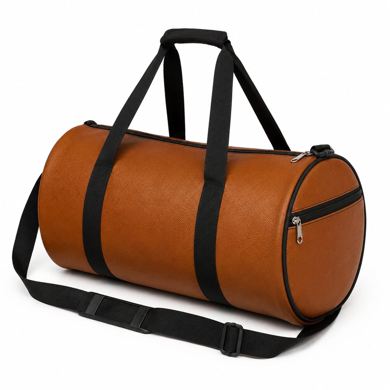Large Capacity Brown Travel Duffle Bag | Waterproof Faux Leather Gym Bag for Men & Women | Overnight Luggage Bag-image-21