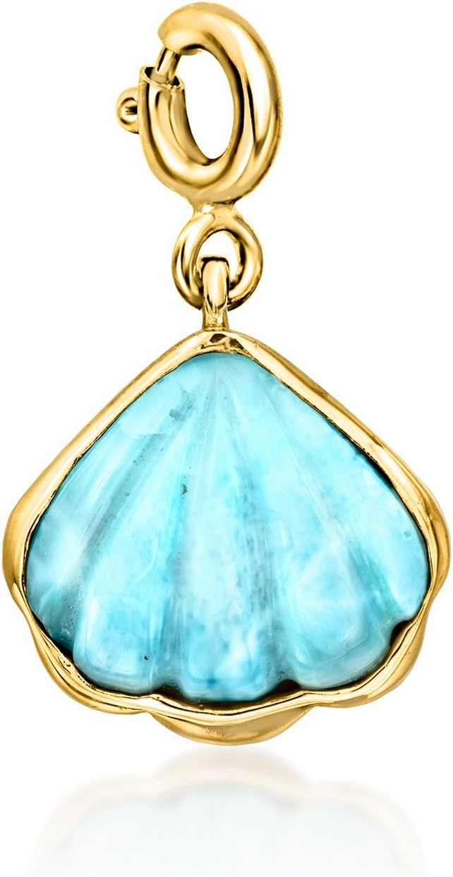 Ross-Simons Larimar Seashell Charm in 18kt Gold Over Sterling