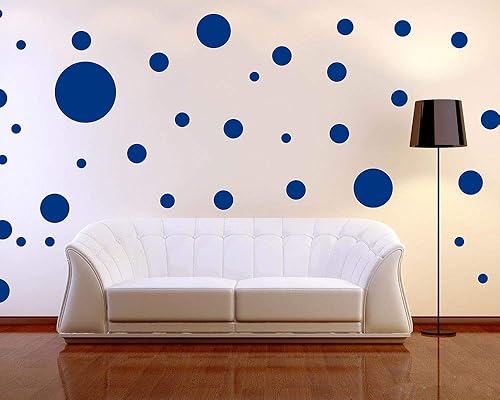 BUGYBAGY - Calcomanía de pared circular con lunares + 100 piezas de 1 pulgada + "Fácil de despegar y fácil de pegar" + "Seguro en paredes y pintura"