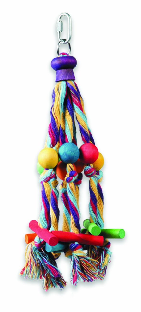 HAPPYPET Flossin Ring Bird Toy Large Durable Hanging Fun Interactive Climbing Swinging Perch Exercise Playing Cage Accessory for Parrots Cockatiels — view 5