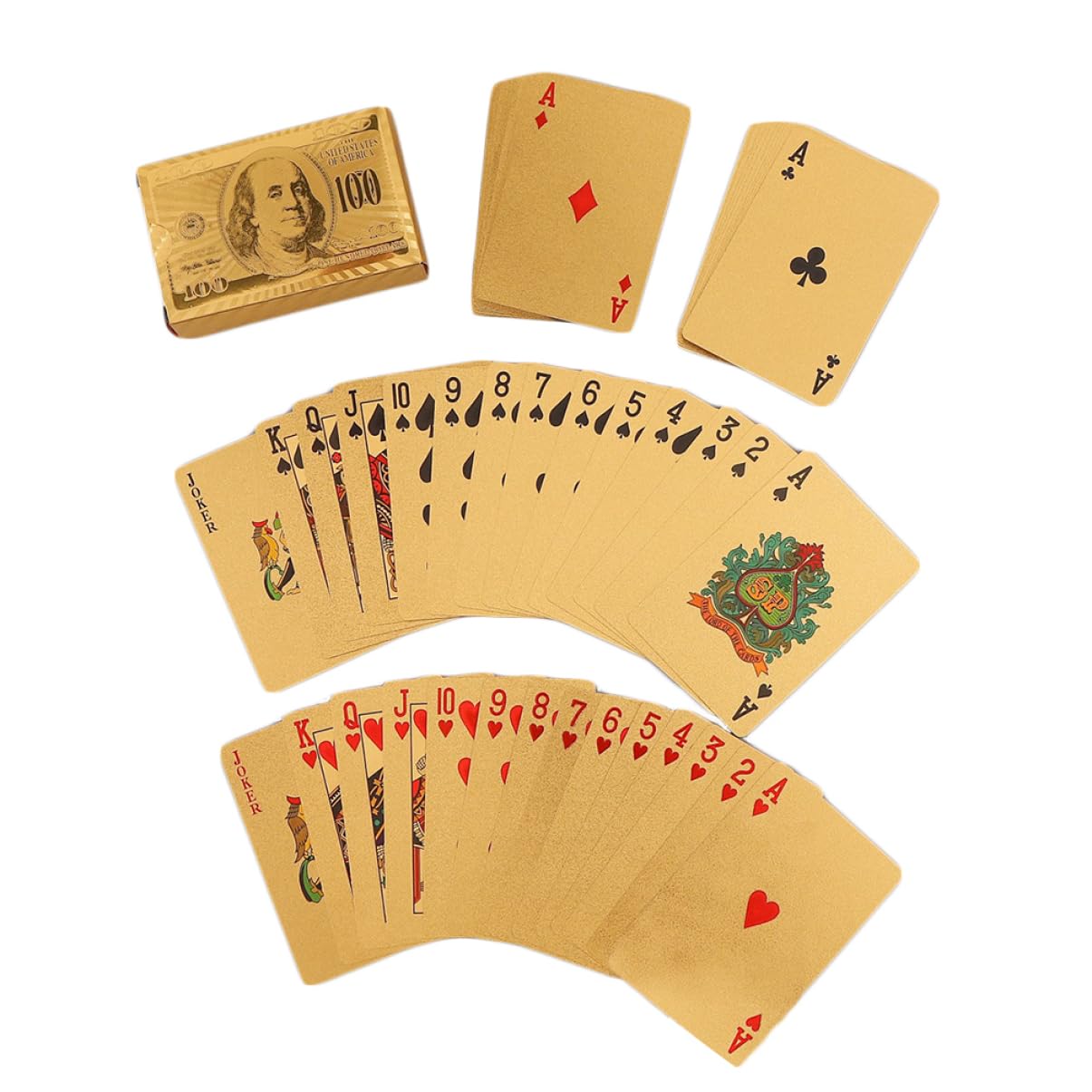 BESTonZON 3 Set Di Carte Da Gioco Impermeabili Carte Da Gioco D'Oro Carte Da Gioco Lucide Poker Gioco Di Intrattenimento Carte Trucco Gioco Di Partito Tally Carte Da Gioco Mazzo