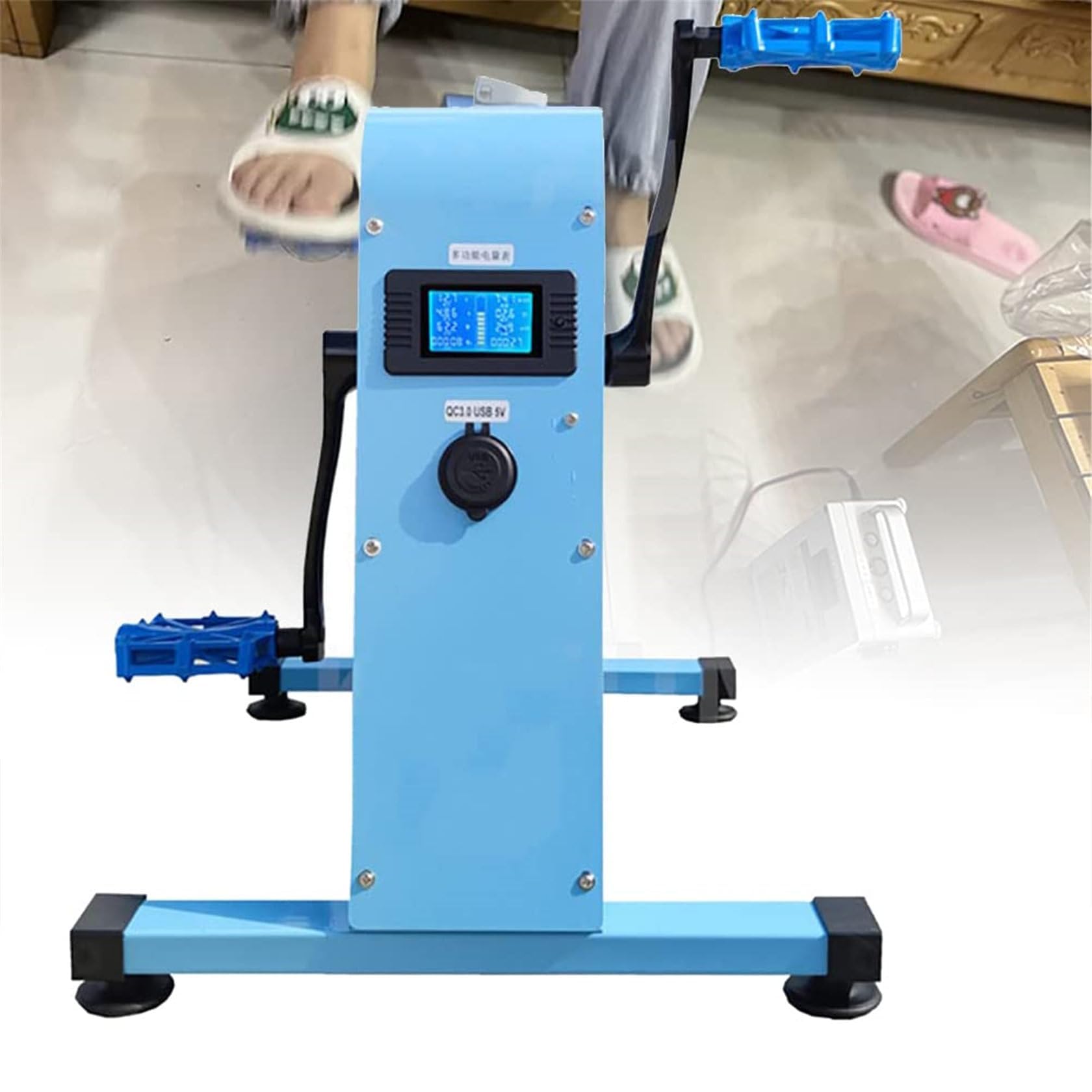 Generator prądu pedałowego 350 W, awaryjna ładowarka korbowa ręczna z wyświetlaczem LED i portami USB, przenośny generator prądu zasilanego nożnie do zewnętrznego zasilania awaryjnego