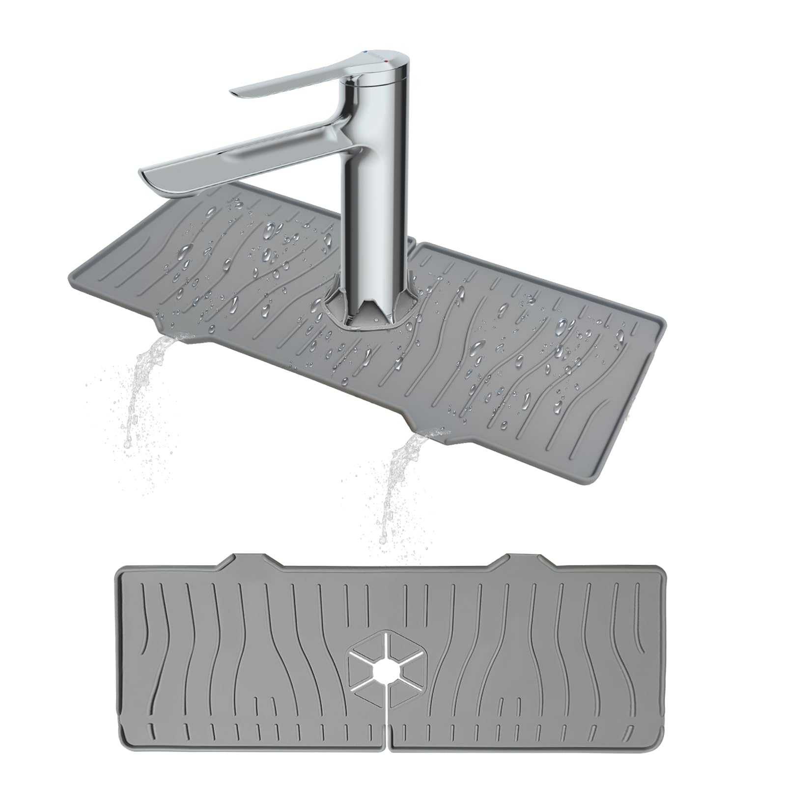 New Kitchen Sink Splash Guard,Silicone Faucet Mat Splash Catcher, Handle Drip Catcher Tray, Multipurpose for Kitchen Dish Drying Mats Sponge Holder and Bathroom Countertop Protect