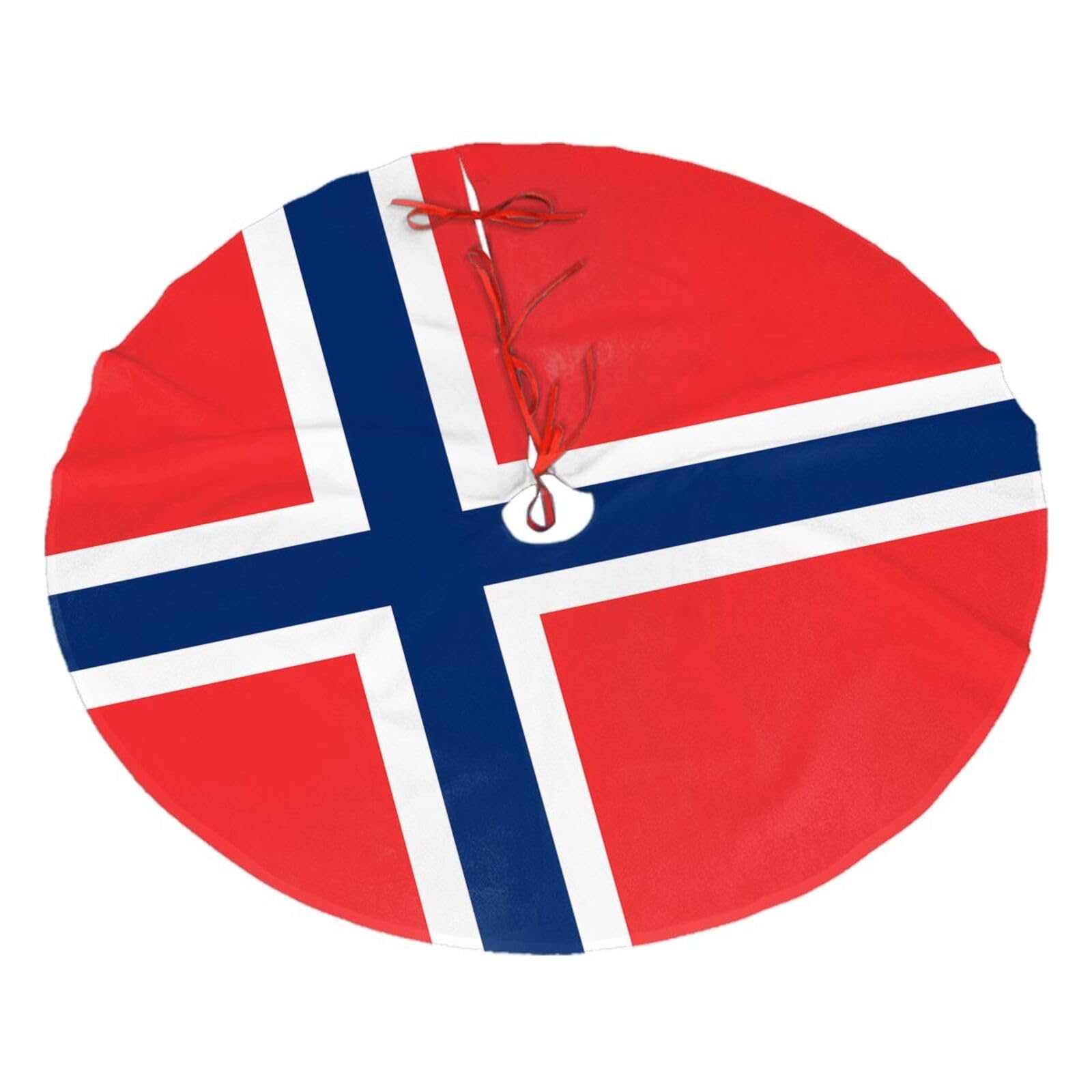 Norwegian flag30 Christmas Tree Skirt Christmas Plush Tree Skirt Indoor and Outdoor Decoration