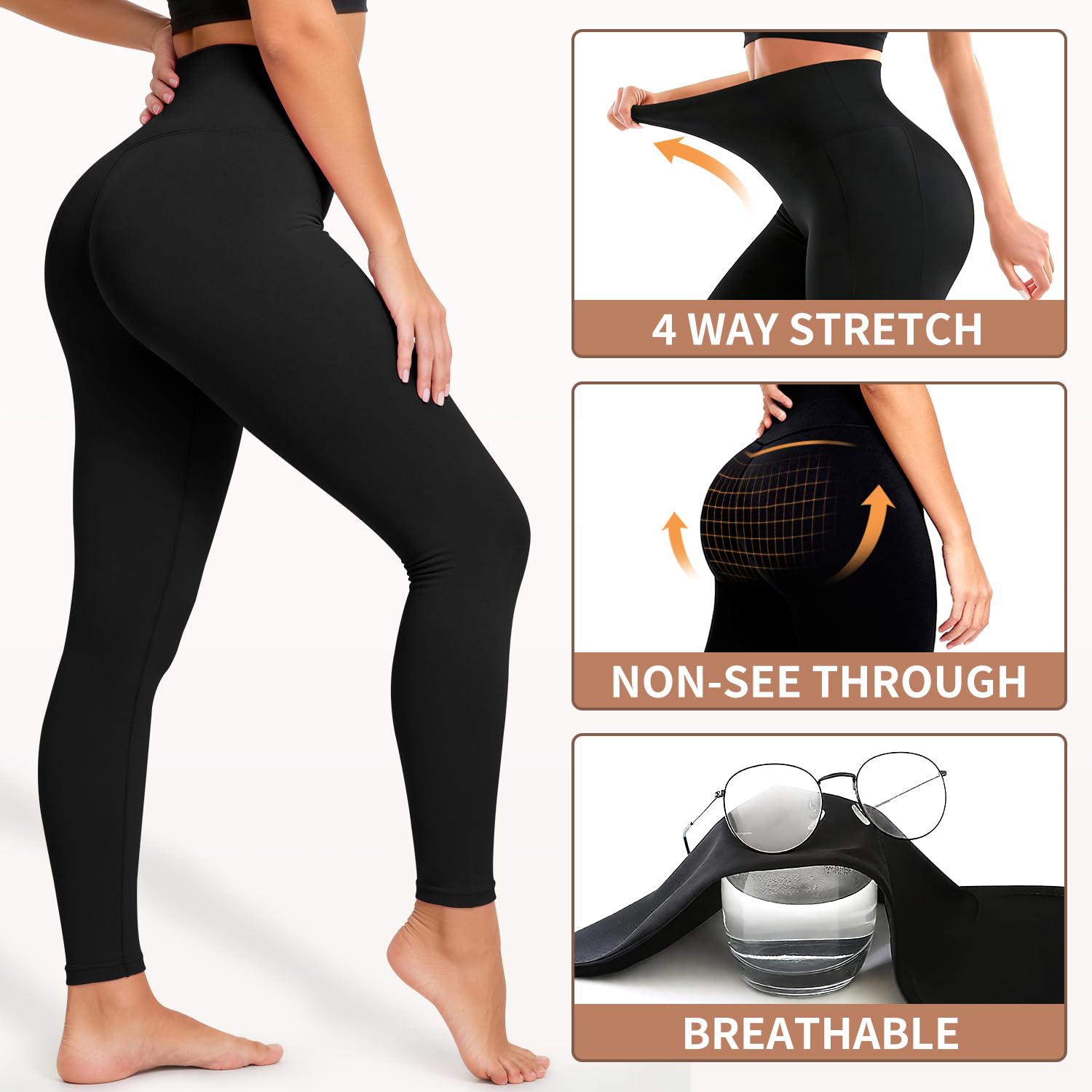 Leggings for Women - High Waisted Full Length Buttery Soft Yoga Pants for Workout Athletic Daily