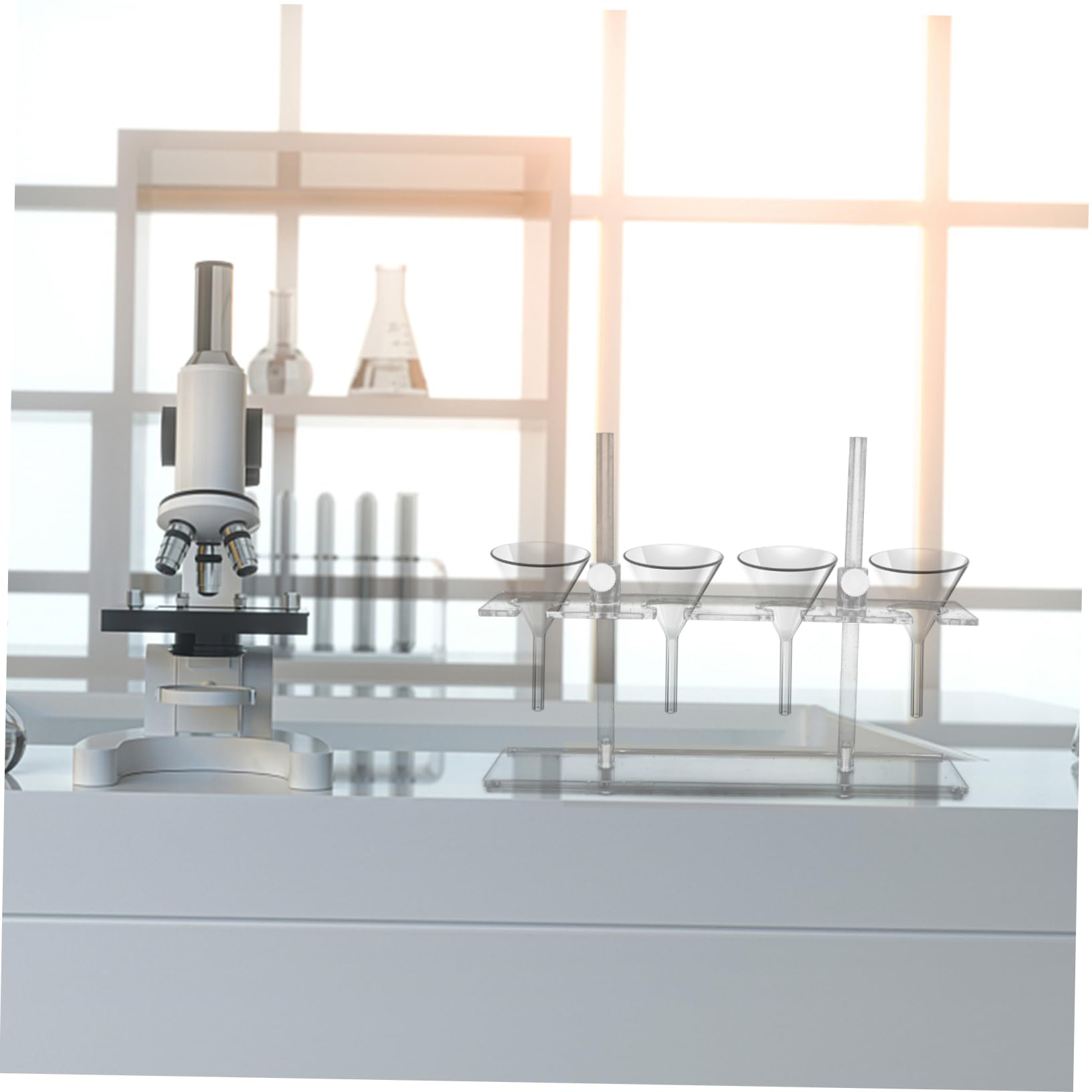 KICHOUSE Labor Trichterständer 4 Loch 250 Ml Aus Acryl Stabiler Trichterhalter Für Schullabor Und Laborbedarf