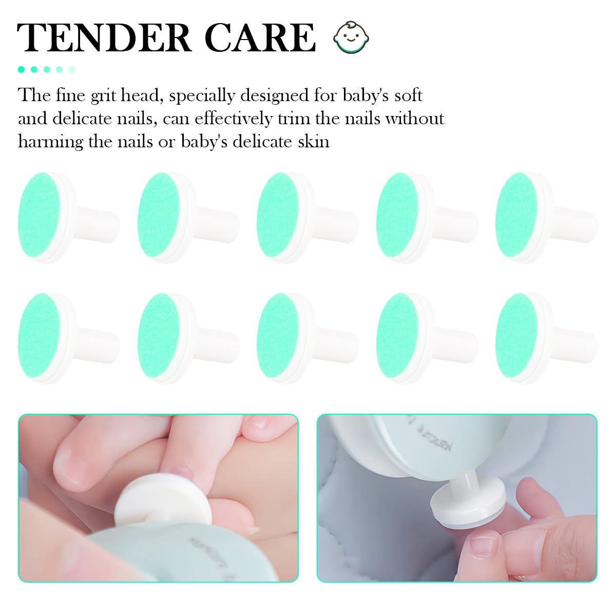 ZJIVQO 24PCS Replacement Pads for Electric Baby Nail Trimmer Electric Nail Trimmer Replacement Pads for Standard Nail File Clippers and Cutter Kit Blue - Image 4