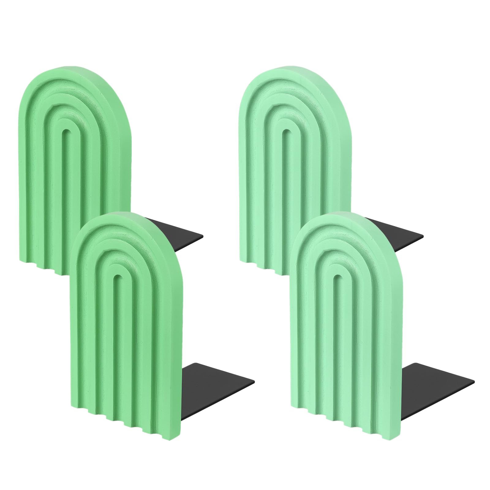 PATIKIL 4Pcs Boho Arch Bookends, Non-Skid Wood Book Ends Rainbow Wooden for Shelves Book Stopper Stand Cute for Holding Books Movie Home Office Library Decorative, Cyan/Green