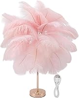 Vista 8 de GOWENIC Lámparas de mesa inalámbricas, luz de escritorio con control táctil, lámpara de noche LED recargable, luz nocturna de plumas de avestruz