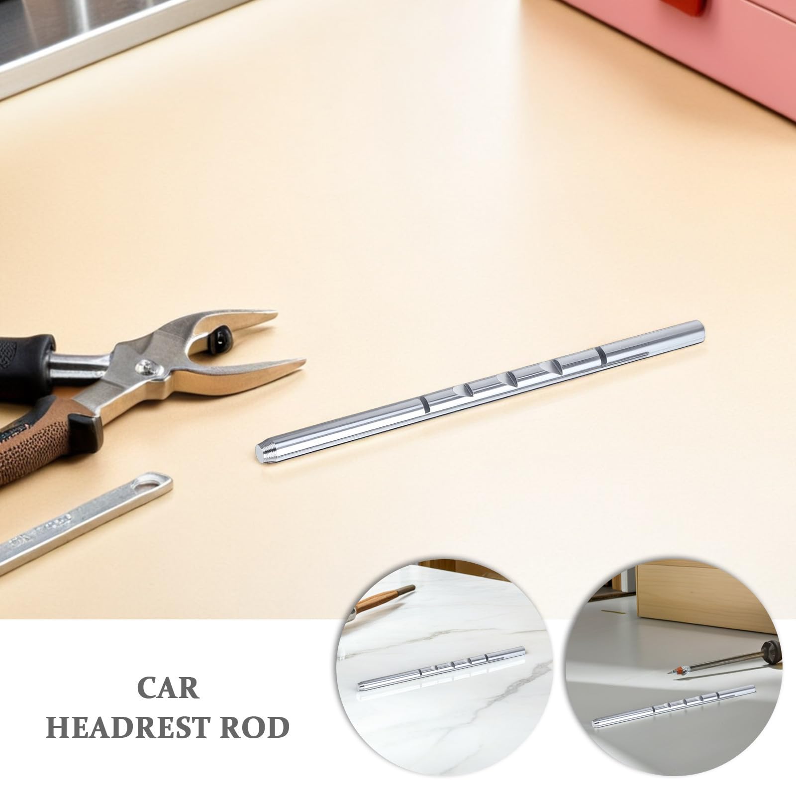 Artibetter Lot de 8 Tiges Appui-tête en Métal Argenté pour Siège Auto Réglage Multiangles et Fixation Solide, Accessoire Voiture Intérieur Pratique