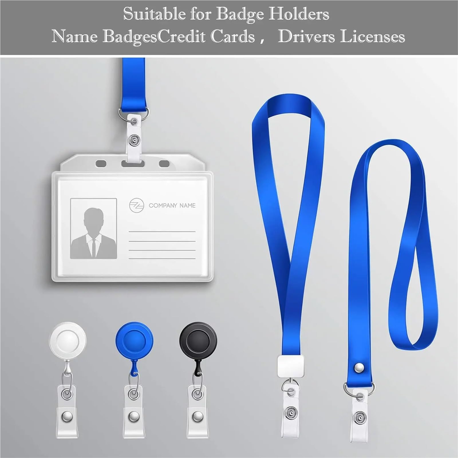 50 soportes para tarjetas de identificación de PVC transparente con clip de