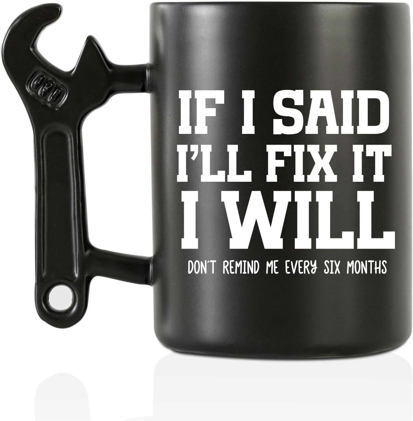 Onebttl Funny Coffee Mug with Wrench Spanner Handle, Gifts for Husband, Boyfriend on Birthday, Father's Day, Anniversary, Valentine's Day, 13.5oz - I Will
