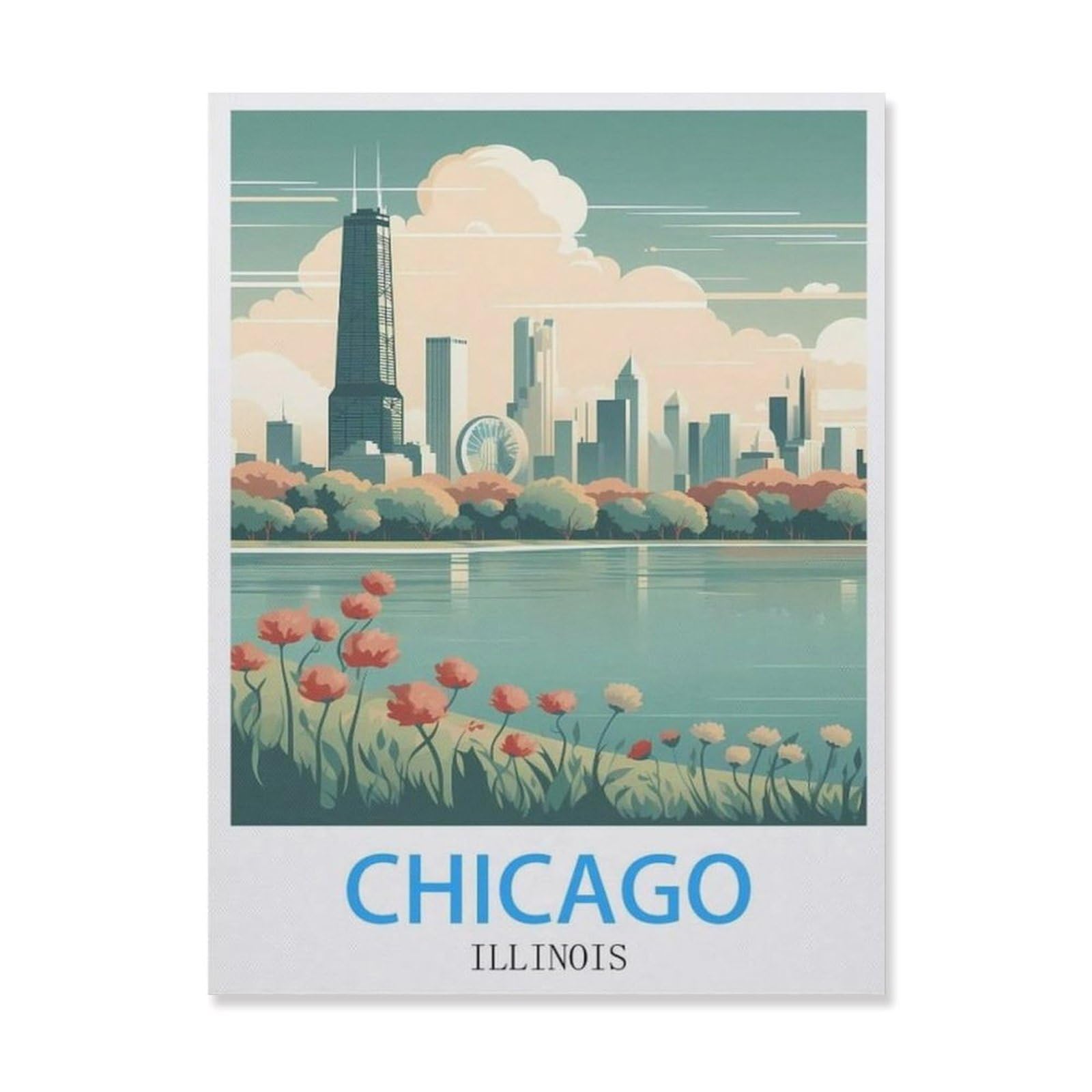 1000 Teile Puzzle Für Erwachsene Und Kinder，Chicago Illinois，Stressabbau Herausforderung Bodenpuzzle DIY Home Wanddekoration（75x50cm）-IE52