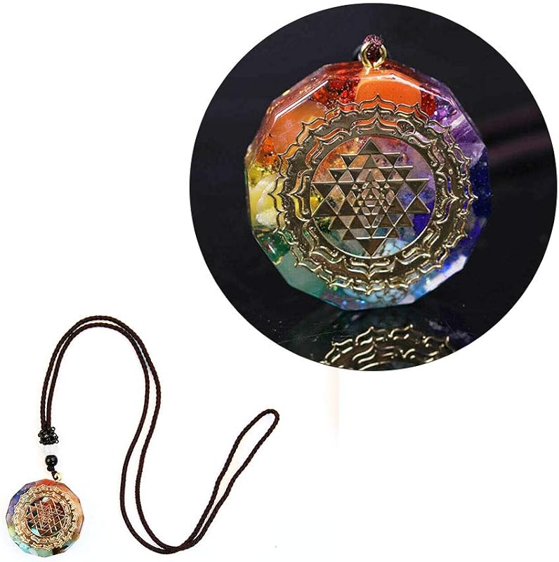 Acxico 1pcs Orgonite Pendant Sri Yantra Necklace Sacred Geometry Chakra Energy Necklace Gift