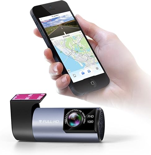 Cámara de tablero de 1920 x 1080P con WiFi GPS integrada para tablero de instrumentos de automóvil con almacenamiento de tarjeta TF de 64 GB, gran