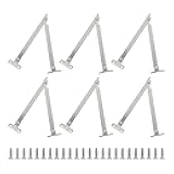 bociloy 6Pcs Brushed Silver Lid Support Hinges, Heavy Duty Rotatable Folding Lift Up Stay Hinge for Wooden Boxes, Cabinets, Cupboards, 5.19