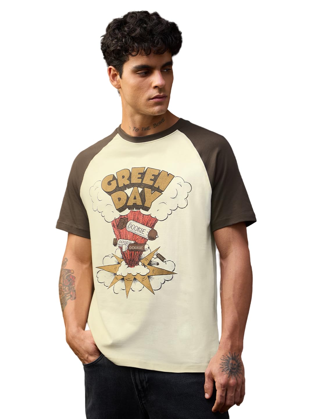 the souled store Green Day: Cloud Dookie Men and Boys Short Sleeves Round Neck Off-White Graphic Printed Casual Lightweight Streetwear Trendy T-Shirts-picture-43