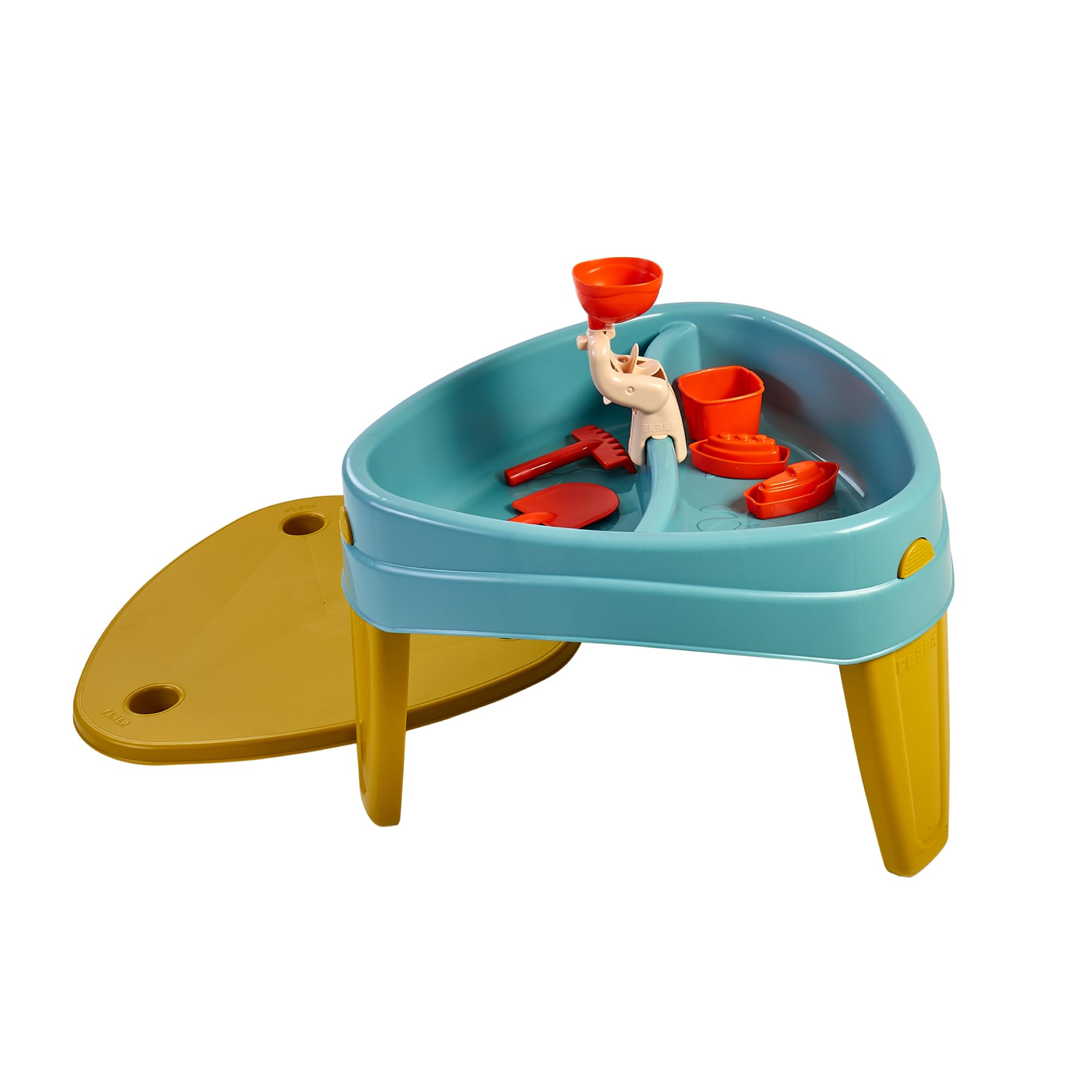 FEBER Casual Play Table 3 en 1 Mesa de Juegos Infantil Exterior con 3 Compartimentos Agua Arena y Dibujos
