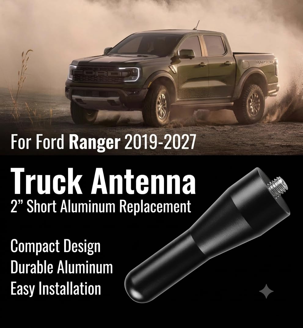 Pour Ford Ranger Antenne courte courte de 5,1 cm pour Ford Ranger 2019-2022 noir