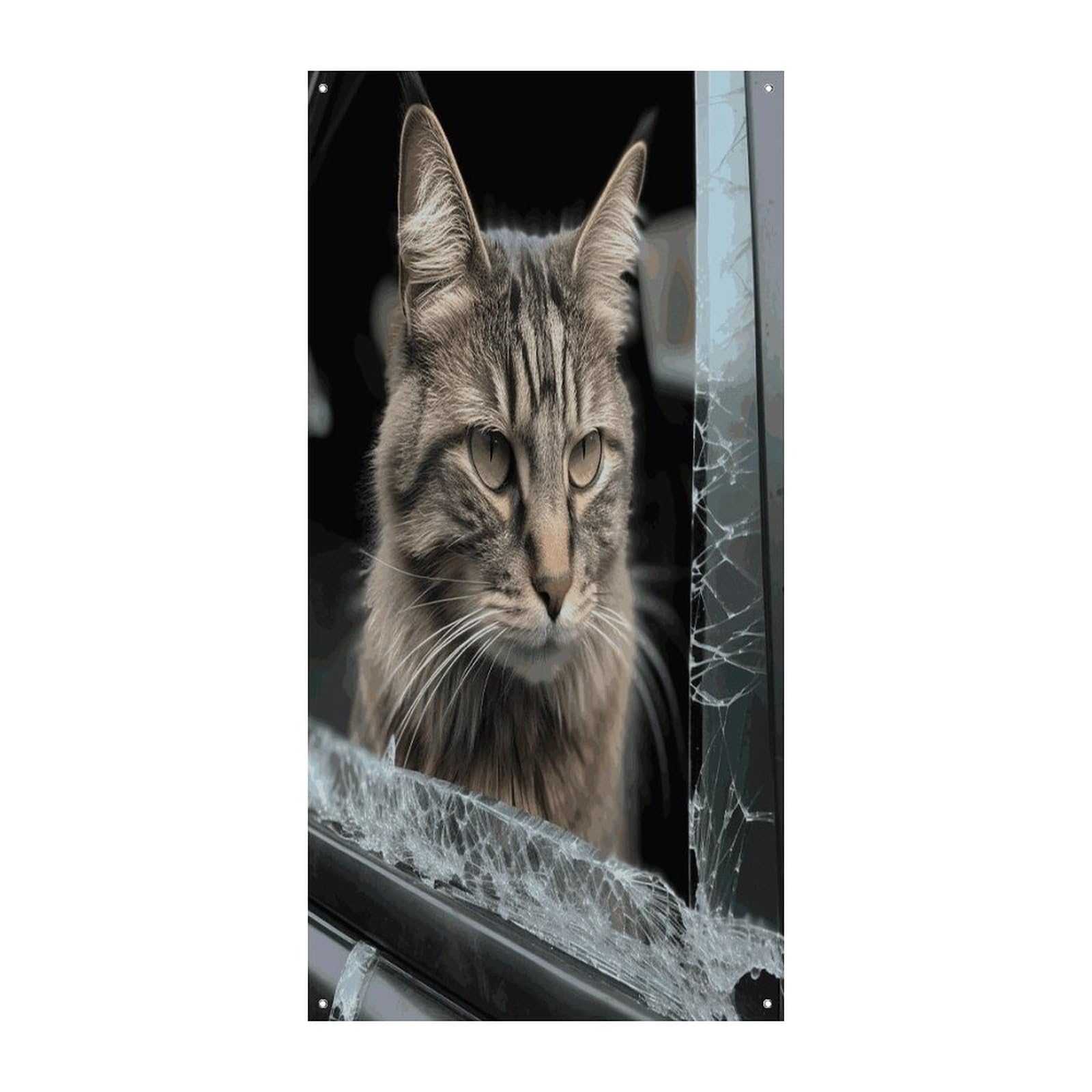 Bannière décorative chat de porte grand format 90x180 cm en toile