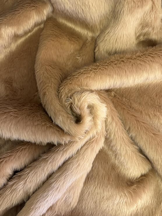 Plain Fun Faux Fur Fabric Material Camel Brown (Precut 1Mtr 150cm x 100cm)