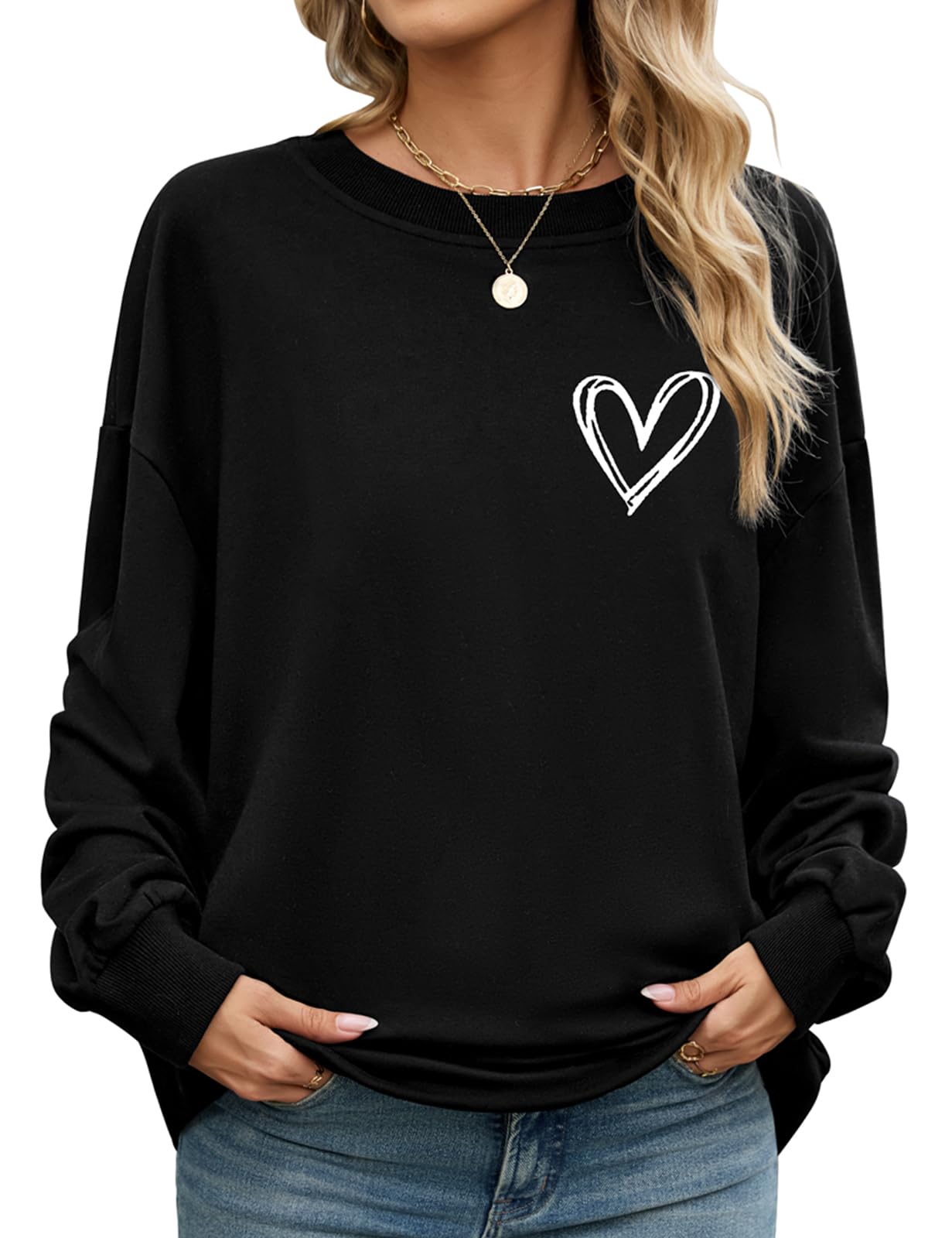 CMTOP Felpa Donna Stampata Maglia Casual Senza Cappuccio Maglietta Primaverile Autunnale a Maniche Lunghe Pullover con Orlo a Coste in Tinta Unita T-Shirt Moda Stile Sport Basic
