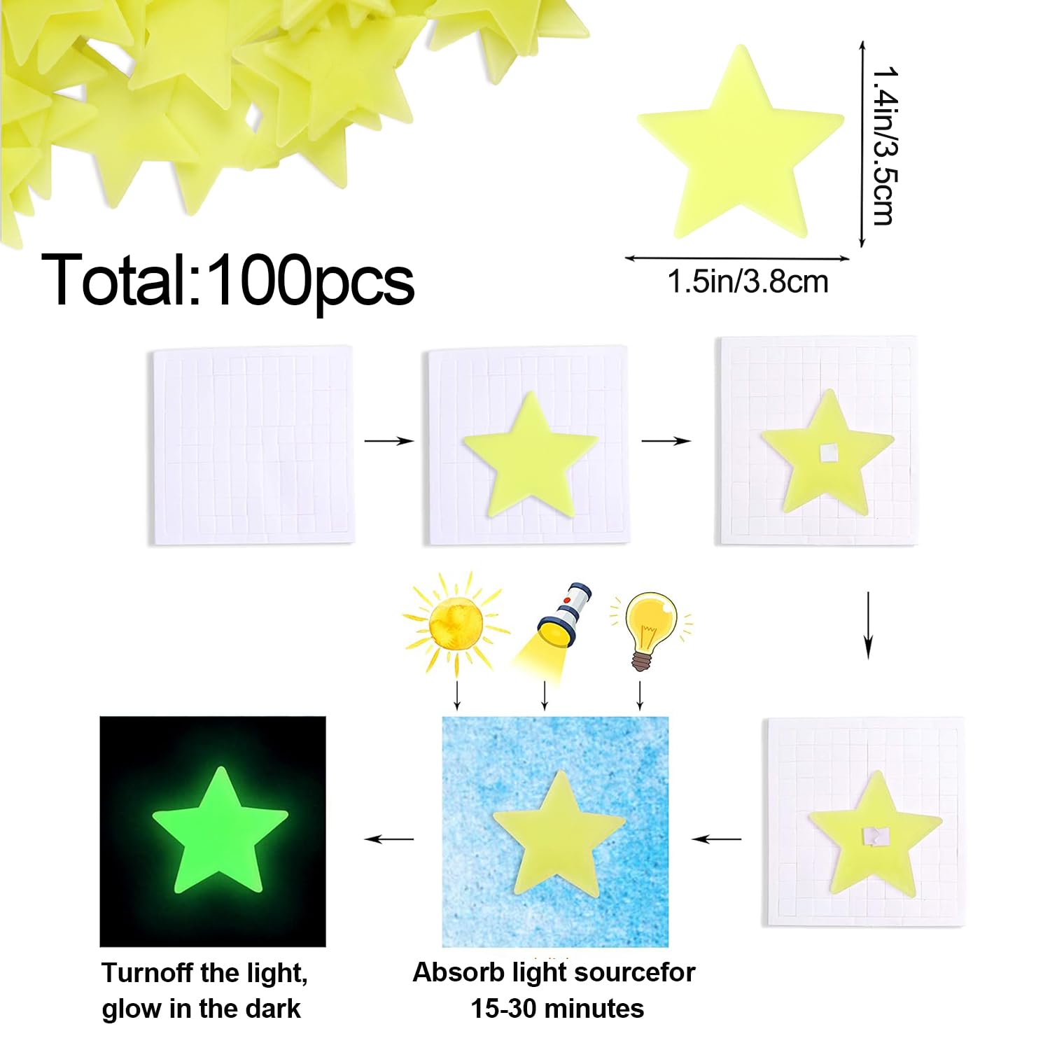 50 Pcs Glow In The Dark Stars Wall Stickers - Colorful Luminous Decals For Kids Bedroom, Ceiling & Room Decor - View #13