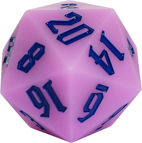 Dados de silicona D20 de 2.165 in, D20 grandes que brillan en la oscuridad D20 individuales de 20 caras, dados poliédricos gigantes D20 con caja de
