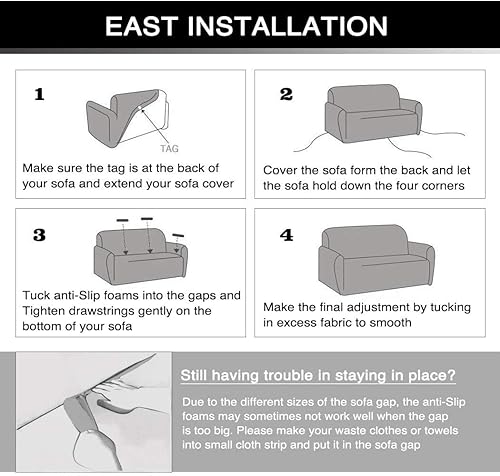 Miniatura 6 de HOOBUY Funda de sofá estampada elástica para sillón de 2 plazas y sofá biplaza con dos fundas de almohada gratis 01# (2 plazasSofá biplaza)