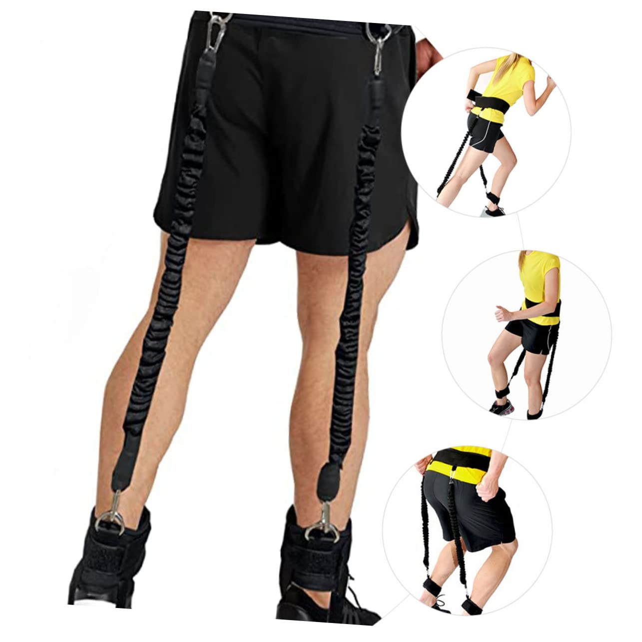 Bandas de Resistencia para Tobillo y Entrenamiento de Piernas, Accesorio Portátil de Fitness, Bandas Elásticas Negras para Ejercicio en Casa y Gimnasio, Kit de Entrenamiento