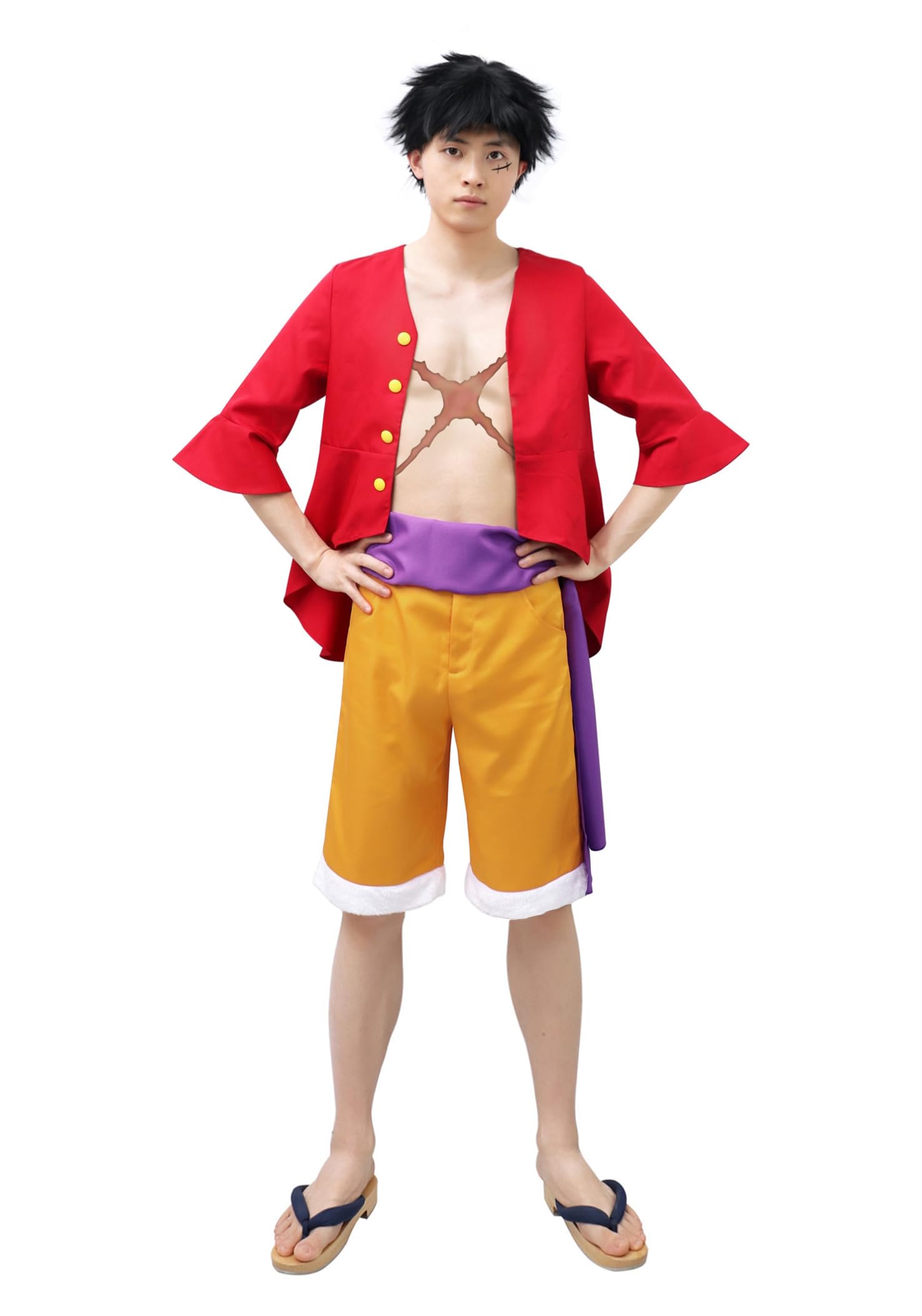DAZCOS US Size Cosplay Wano Country Costume Outfit Shirt Pants with Sash Christmas Costume