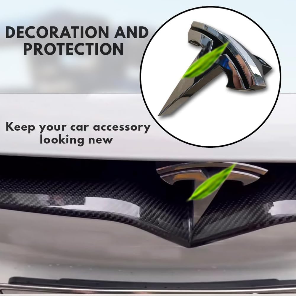 Front Hood/Grille Bright Emblem Logo Compatible with Tesla Model X - Chrome Pattern 1 Piece