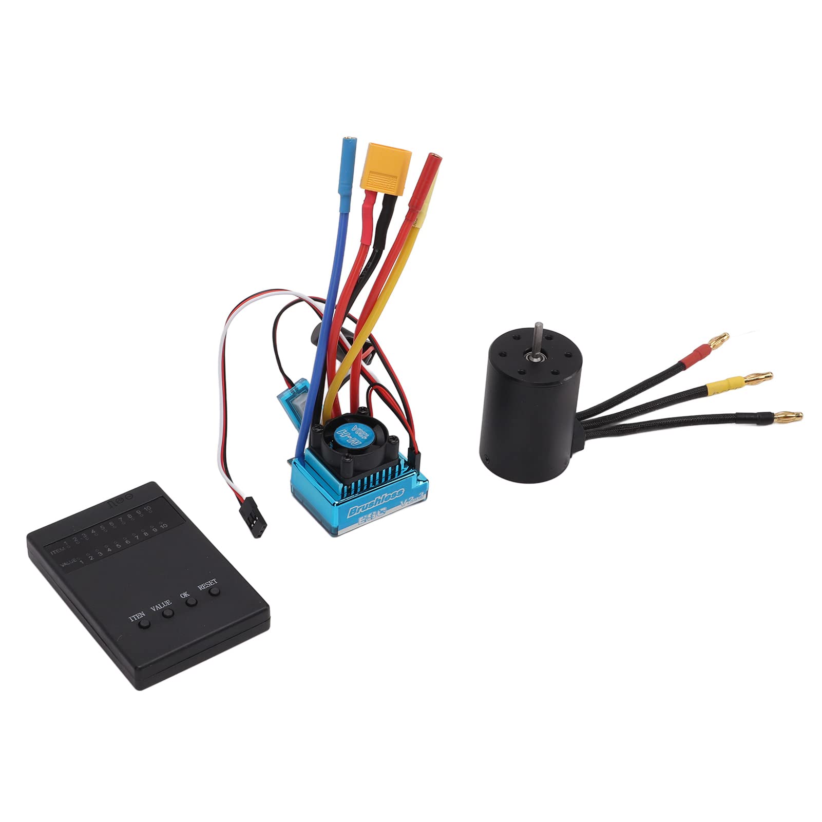 Dilwe Zestaw Silnika Bezszczotkowego 3650, Silnik Bezszczotkowy 3100KV ze Stopu Aluminium z 120A ESC i kartą Programowania, Konfiguracja XT60 2 do 4S dla 1 10 1 8 Kierowców Samochodów RC
