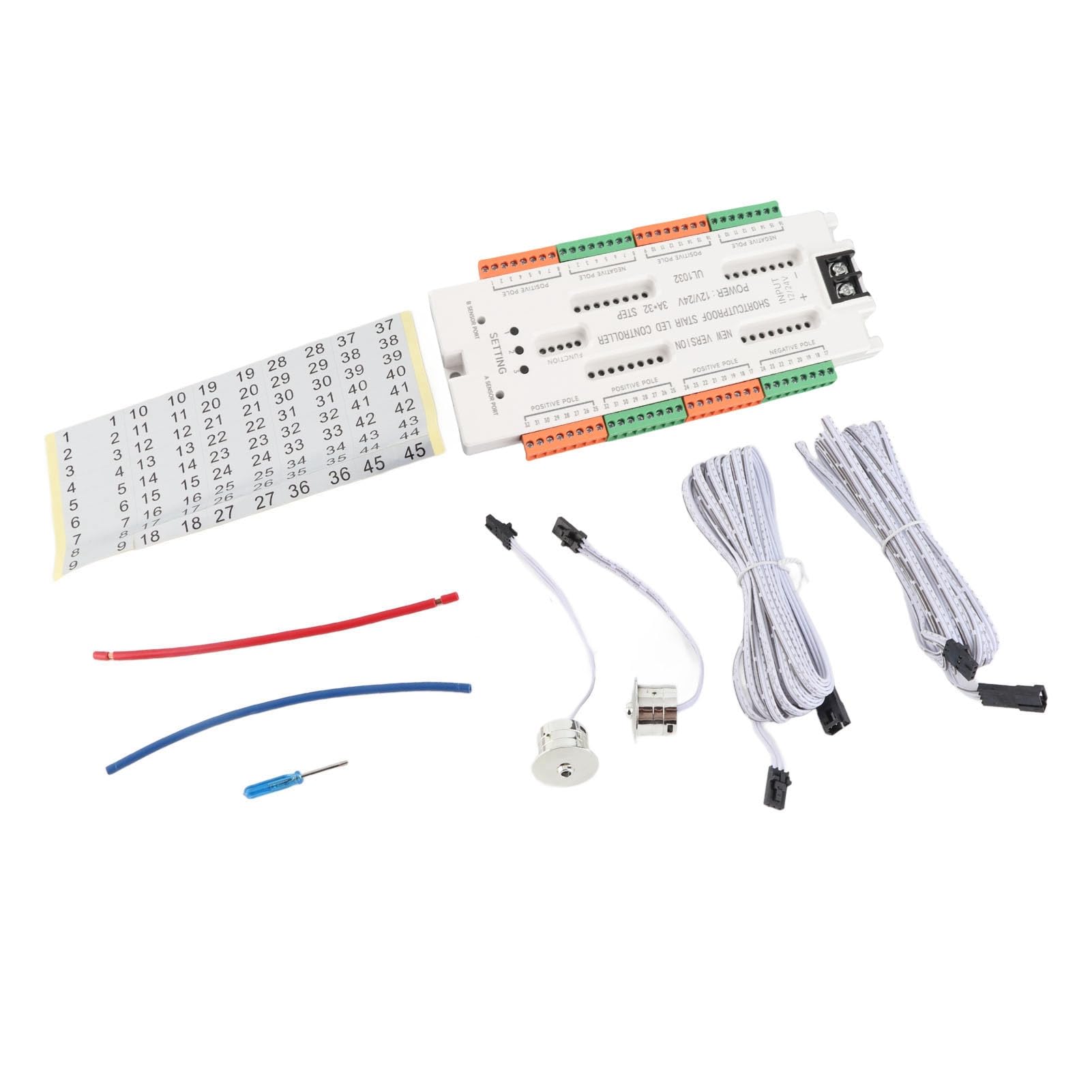 Wakects Kit de Contrôleur d'éclairage d'Escalier à LED de Mouvement, pour Escalier, avec Matériau ABS Ignifuge, Contrôle Automatique 'éclairage