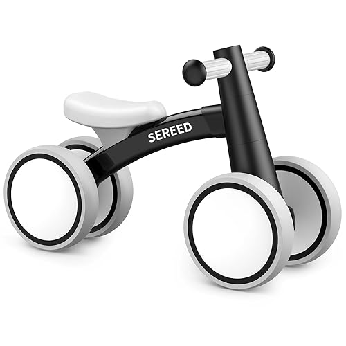 SEREED Baby Balance Bike for 1 Year Old Boys Girls 12-24 Month Toddler Balance Bike, 4 Wheels Toddler First Bike, First Birthday Gifts