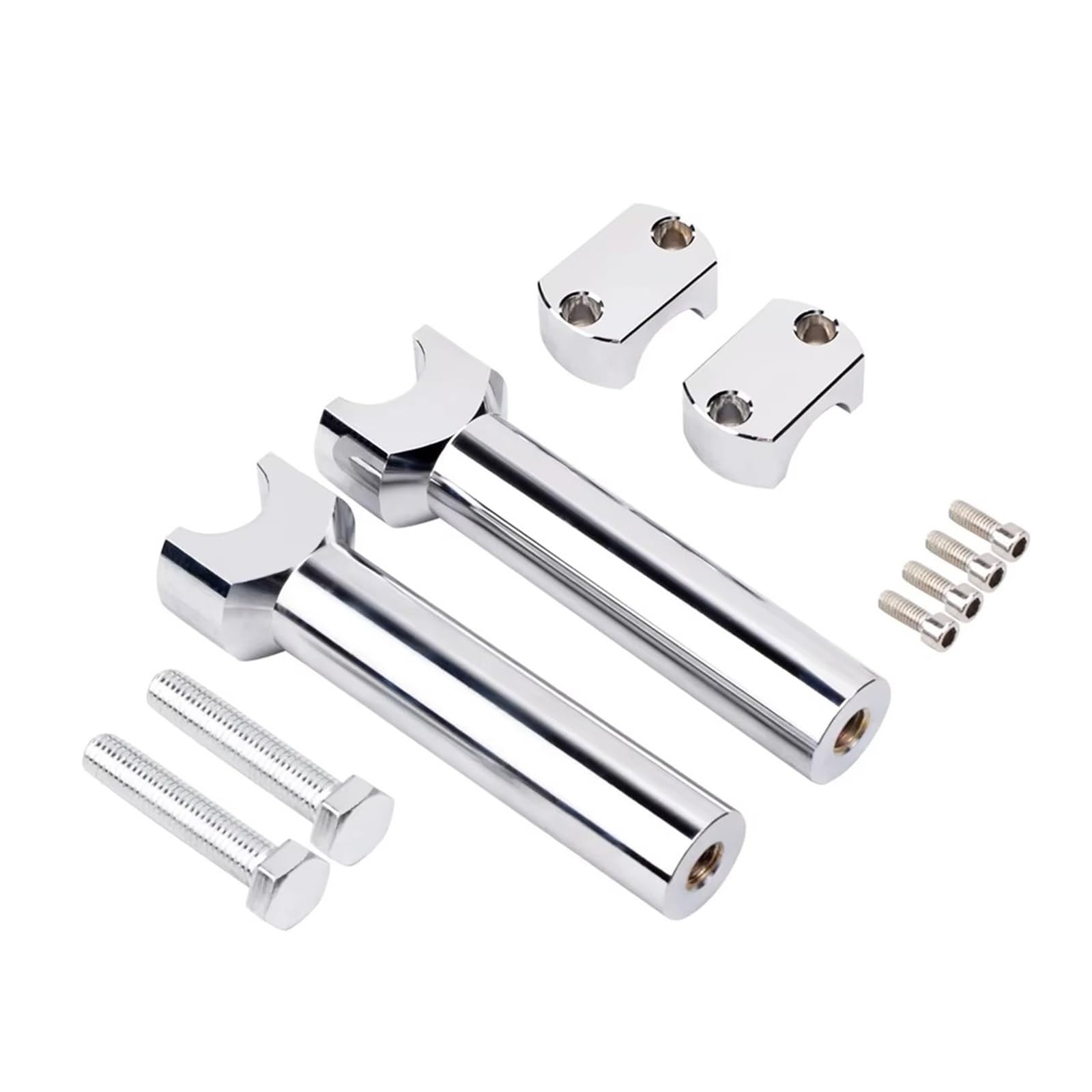 Elevadores De Manillar Universales Cromados 1" (25 Mm) Para Motocicleta Para Suzuki Con Adaptador Abrazadera Montaje Alzas Manillar Moto
