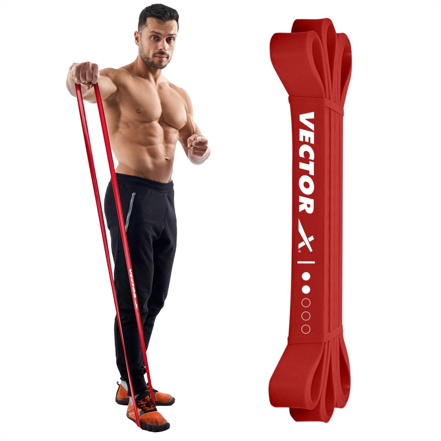 Vector X Power Pull Up 25-65 Lbs Resistance Bands for Heavy Strength Workouts, Fitness, Gym & Home Therapy Physio | Natural Rubber Loop Band for Men Training (15-35 Kgs)-image-31