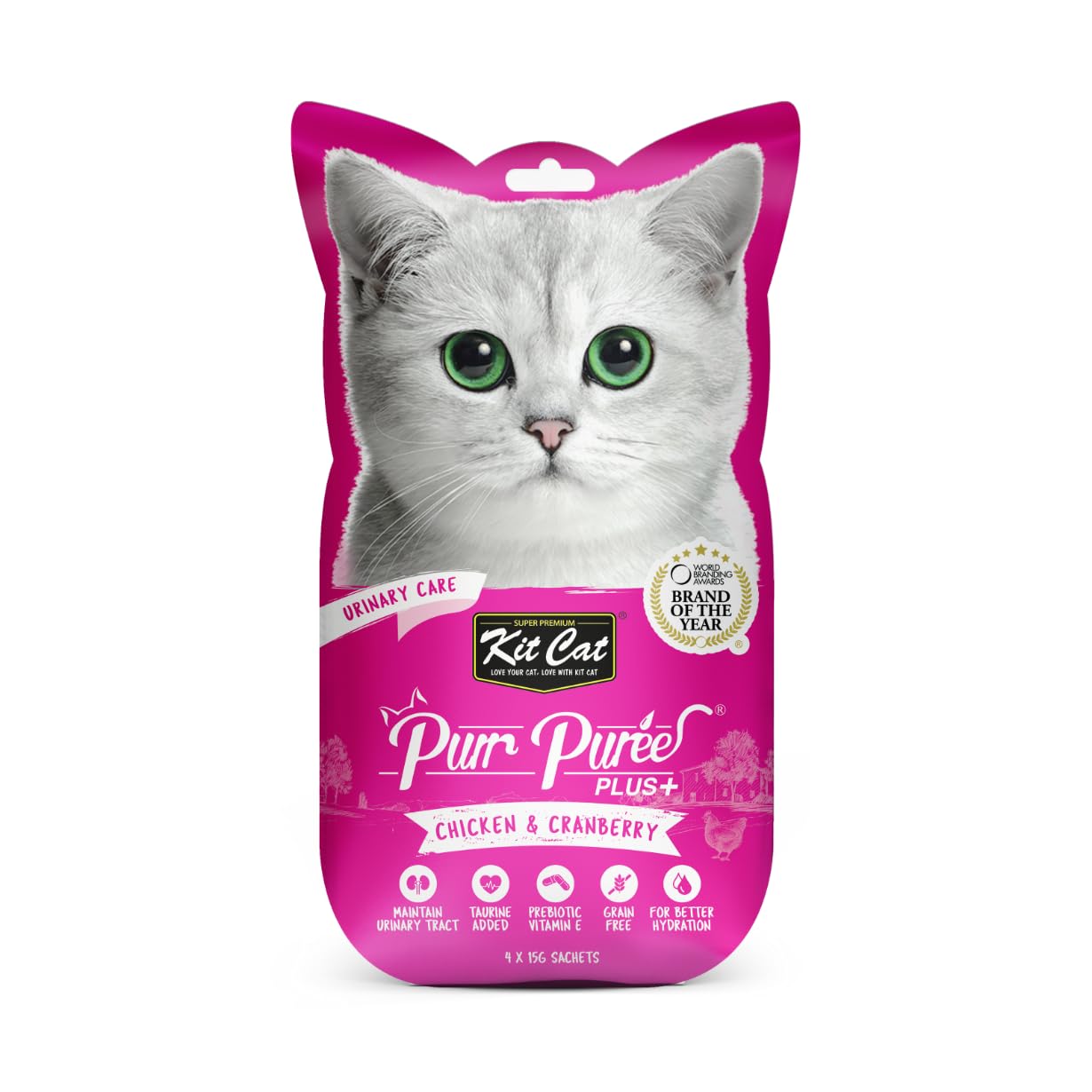 Kit Cat Purr Puree Plus Urinary Care Chicken Cat Treats - 60G