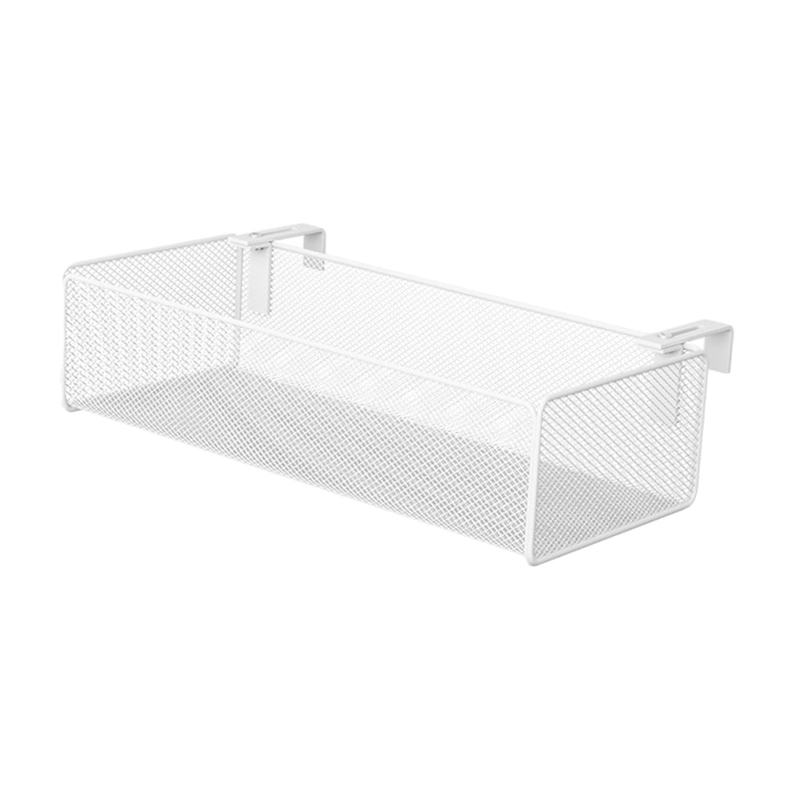 Pixzcsa White Files Storage Tray Office Desk Divider Hanging Basket Adjustable Storage Solution For Keeping All Office Supplies Neatly Arranged Bed Rail Hanging, 36.8X15.2x9cm
