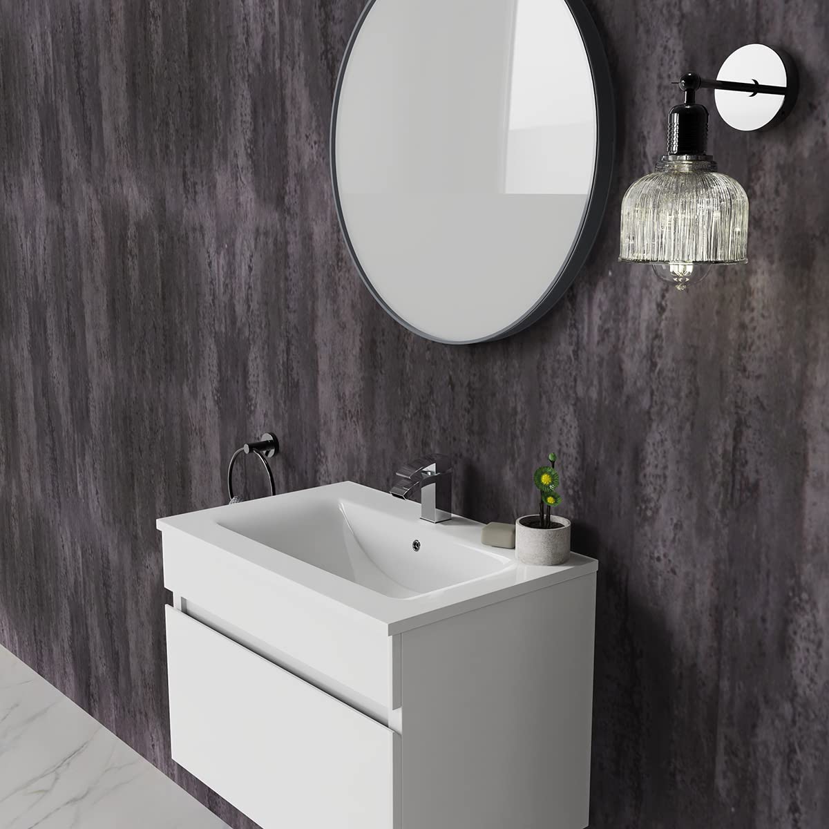 Aquariss Sample for Bathroom Shower Wall Panels Bathroom PVC Cladding Wet Wall 200x100x10mm Matt Loft Concrete