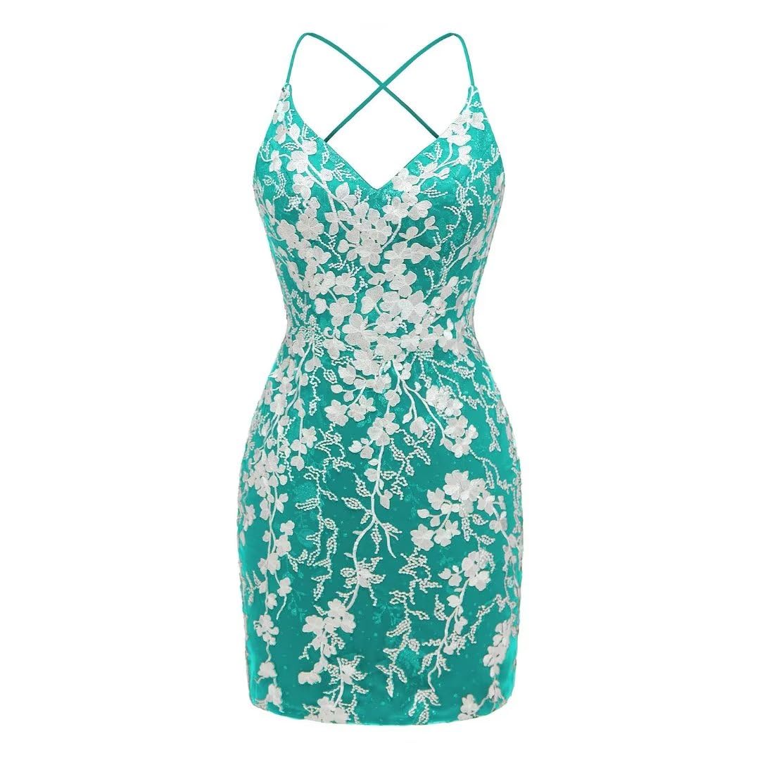 Lace Tight Homecoming Dresses Short Prom Dresses Spaghetti Straps Appliques Cocktail Party Dress